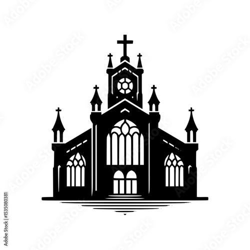 Gothic church building silhouette illustration