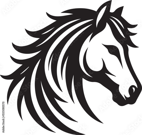 Majestic Horse Head Design, Strong and Graceful Equestrian Illustration