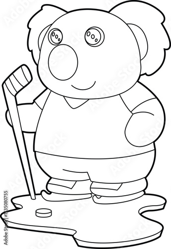 Koala Ice hockey Ice hockey stick Animal Vector Graphic Art Illustration