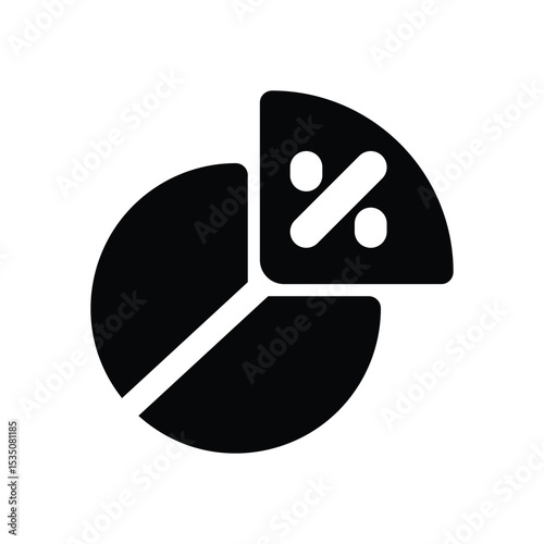pie chart glyph icon. Strong and solid vector icon for websites, mobile interfaces, presentations, and visual branding. High quality and easy to edit.