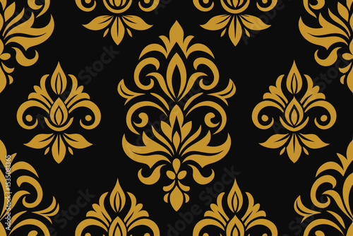 Seamless damask and floral pattern vector illustration perfect for vintage wallpaper or textile design