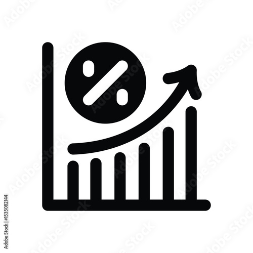 increase glyph icon. Strong and solid vector icon for websites, mobile interfaces, presentations, and visual branding. High quality and easy to edit.