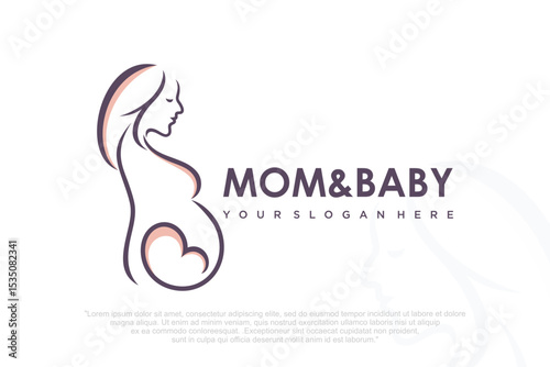 pregnant woman icon or logo , letter B , vector illustration