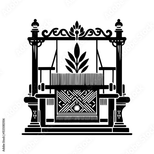 Ornate traditional loom weaving textile design