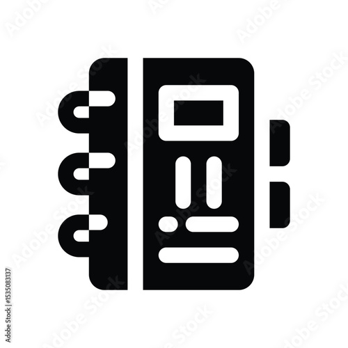 note book glyph icon. Strong and solid vector icon for websites, mobile interfaces, presentations, and visual branding. High quality and easy to edit.
