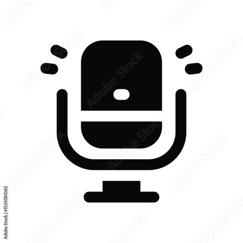 microphone glyph icon. Strong and solid vector icon for websites, mobile interfaces, presentations, and visual branding. High quality and easy to edit.