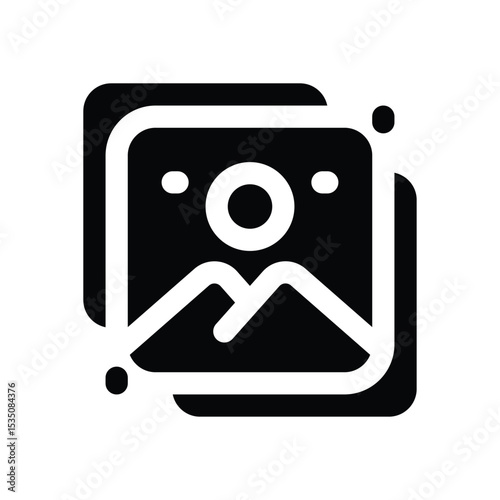 picture glyph icon. Strong and solid vector icon for websites, mobile interfaces, presentations, and visual branding. High quality and easy to edit.
