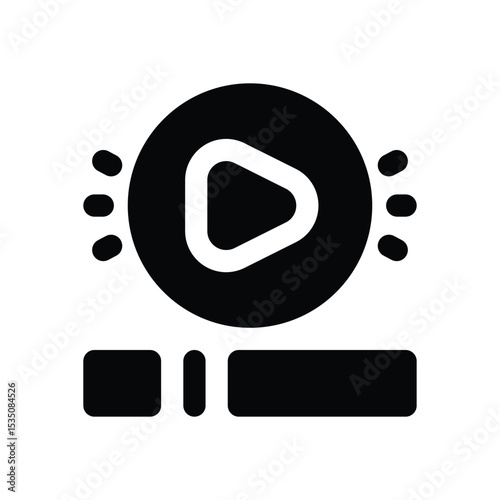 video processing glyph icon. Strong and solid vector icon for websites, mobile interfaces, presentations, and visual branding. High quality and easy to edit.