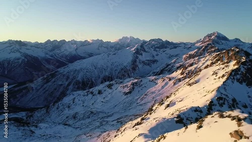 Icy Mountain Ridge at Sunrise – Drone Cinematic Aerial