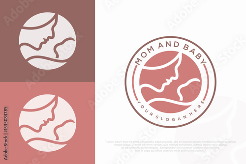 mom and baby logo design . vector illustration