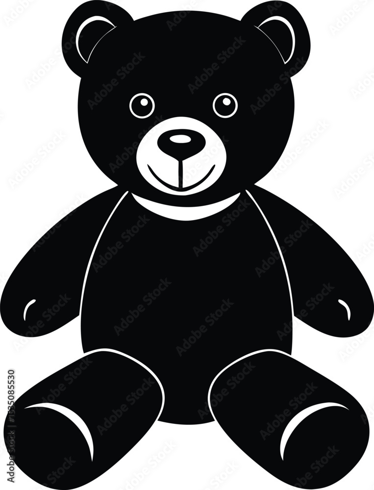 Obraz premium Teddy Bear Vector Silhouette Art Icon 
