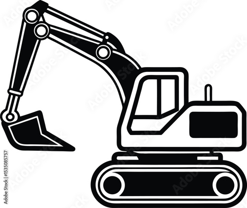 excavator on a white
