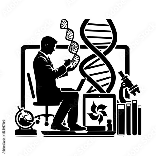 Scientist working on dna research and genetic engineering