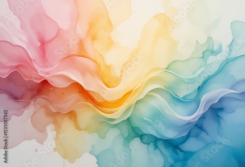 Abstract flowing colorful waves blending harmoniously in soft gradient patterns
