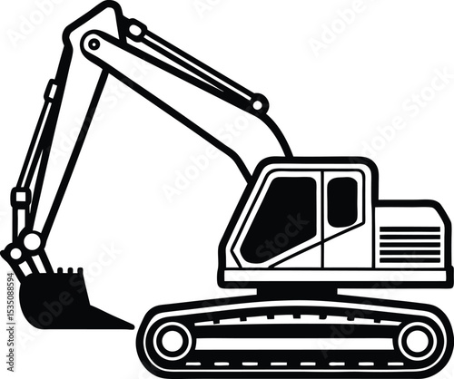 excavator on a white