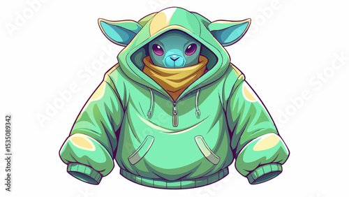 Cozy oversized hoodie in pastel green with soft fleece lining and kangaroo pocket displayed on white background. Streetwear meets loungewear in this trendy vector fashion look.

