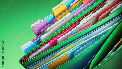 Illustration of Neatly Arranged Document Folders in an Organized Layout