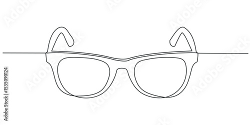Sunglasses continuous one line drawing and eye glasses isolated outline flat vector illustration.