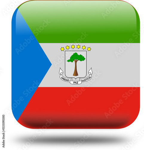 Free Download Equatorial Guinea Flag – 3D Square Icon Style with Drop Shadow, High Resolution PNG - GFXLoad