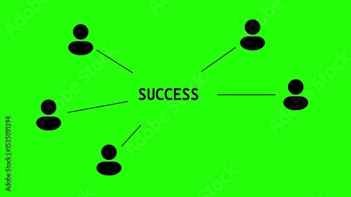 Success connected people animated on transparent background.4k