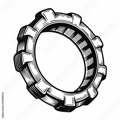 Wine drip ring design element.  Detailed illustration of a wine bottle drip catcher ring. This elegant drip ring is perfect for premium alcohol vintage set design.