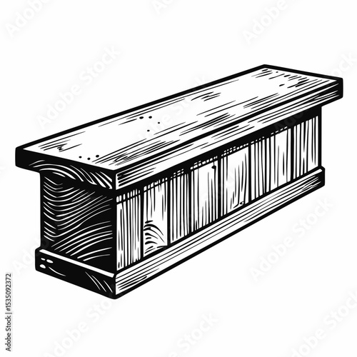 Rustic wooden bar counter design with plank texture. Detailed wooden bar counter illustration showcasing natural wood grain and construction.