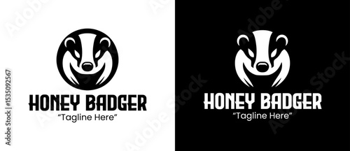 Foto Stylish and Unique Honey Badger Logo with High Contrast Black and White for Busi