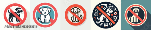 dog prohibition image vector style flatdesign simple and minimalist logo