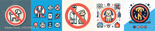 dog prohibition image vector style flatdesign simple and minimalist logo
