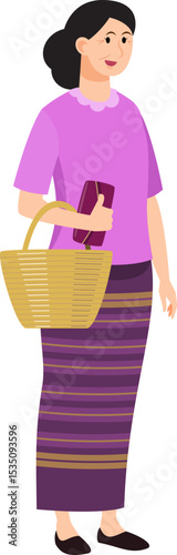 woman cartoon Asian character modern style avatar