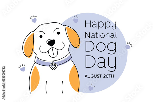 Happy national dog day august 26th flat style vector graphic design
