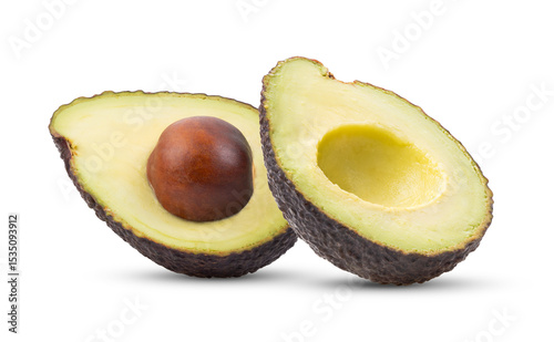 half fresh avocado isolated on transparent png ( Image from camera)