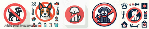 dog prohibition image vector style flatdesign simple and minimalist logo