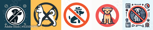 dog prohibition image vector style flatdesign simple and minimalist logo