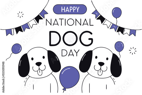 Happy national dog day august 26th flat style vector graphic design