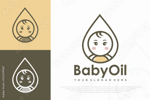 Natural health baby oil logo design, vector illustration
