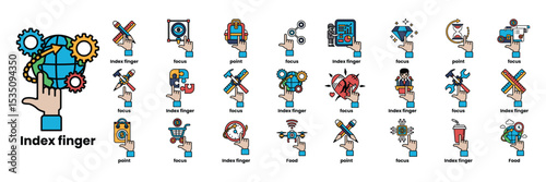 collection of icons for various things including a hand pointing