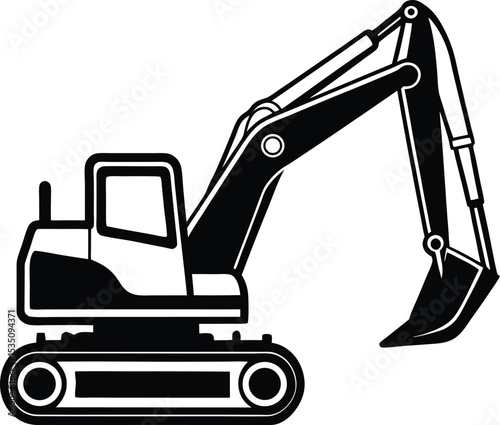 excavator on white background