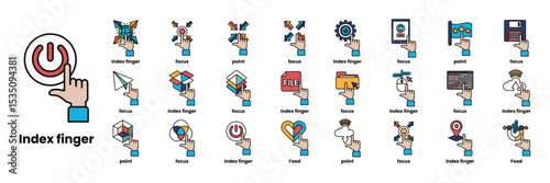 collection of icons for various things including a hand pointing