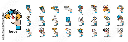 collection of icons for various things including a hand pointing