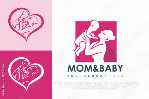 Set of logos of motherhood and childbearing . vector illustration