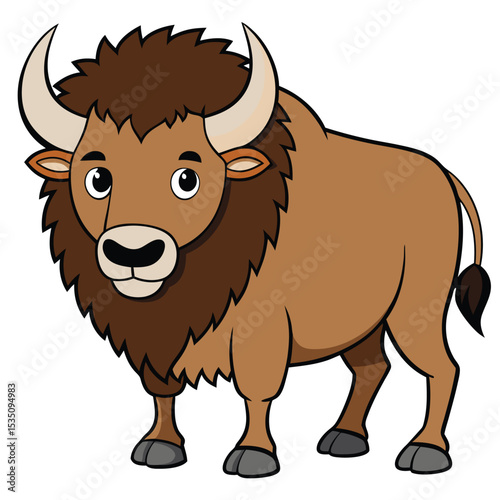 Bison white background