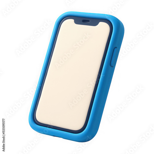 3d icon of blue phone case protecting a smartphone, isolated on transparent background