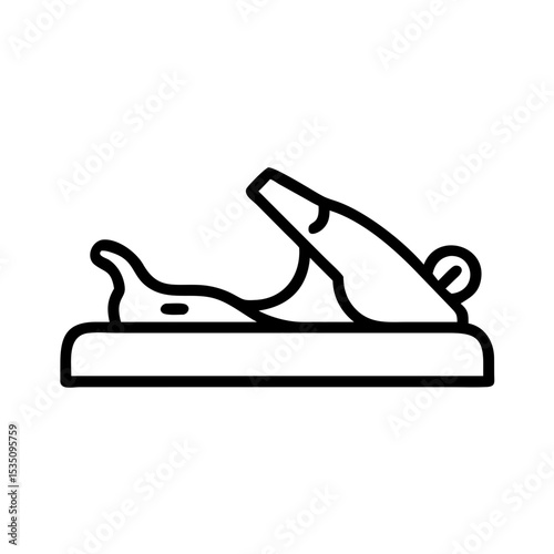 A woodworking hand tool used for shaping wood surfaces is displayed in a simple, clear outline style