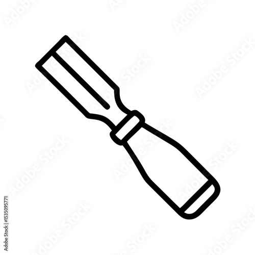A simple graphic showing a chisel tool used for woodworking and other similar craft projects tool design