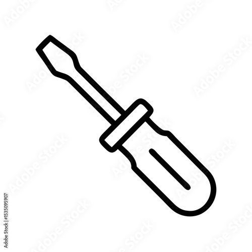 A simple graphic showing a tool for tightening or loosening screws with a handle and a shaft object
