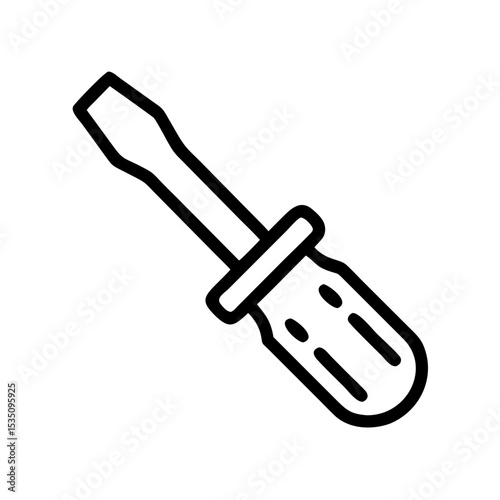 A depiction of a hand tool with a handle and a flat head, commonly used for tightening screws, isolated on white