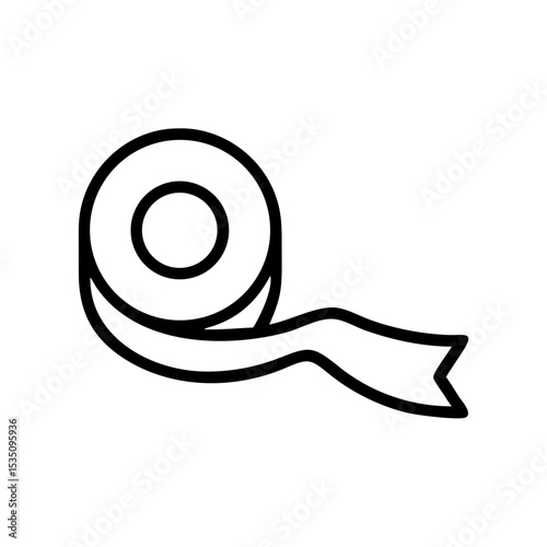 Outline graphic showing a roll of adhesive material with a piece extending outward to the right