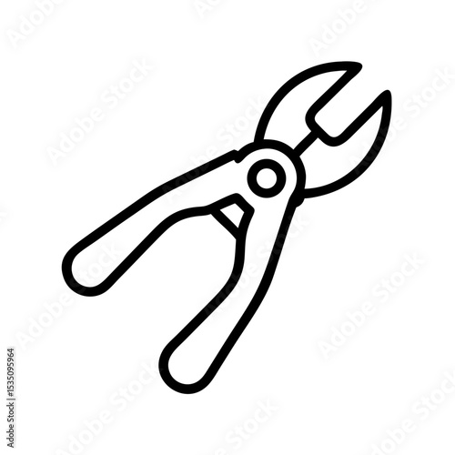 A drawing of metal cutting pliers with black outline and white background shows the tool clearly and simply