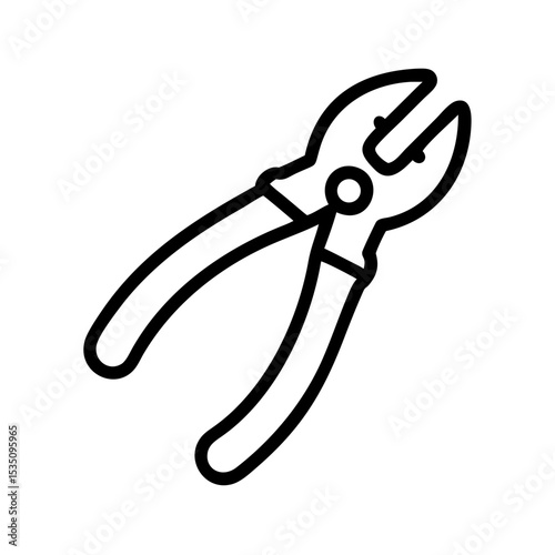 A simple graphic showing a pair of cutting pliers with black outlines on a white background image tool 100